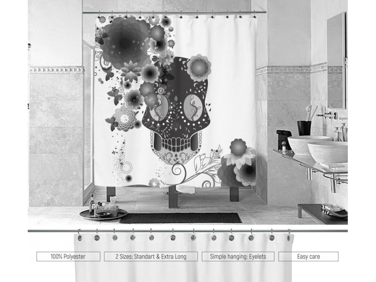 Завеса за баня Sugar Skull White