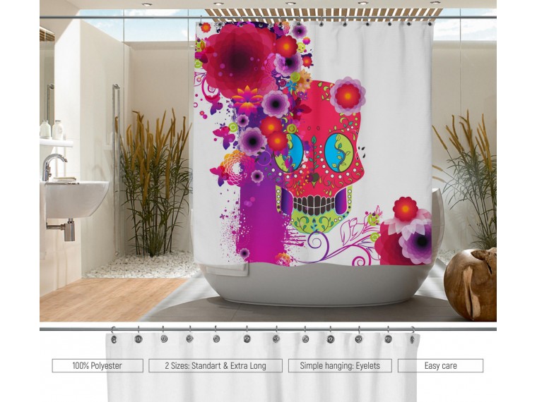 Завеса за баня Sugar Skull White