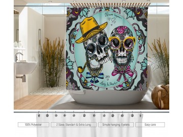 Завеса за баня Valentines Day Sugar Skull